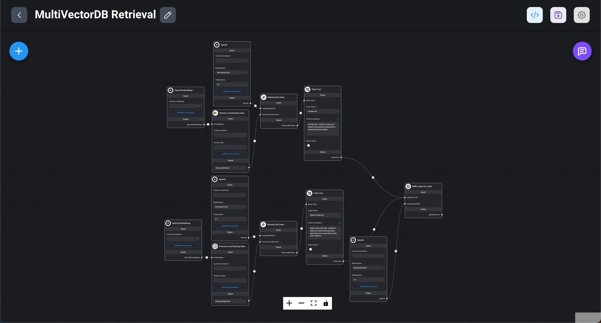 VectorDB Integrations user interface